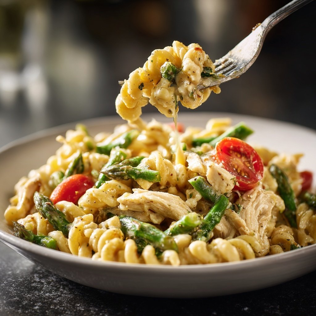 Spargel und Huhn Pasta Toss