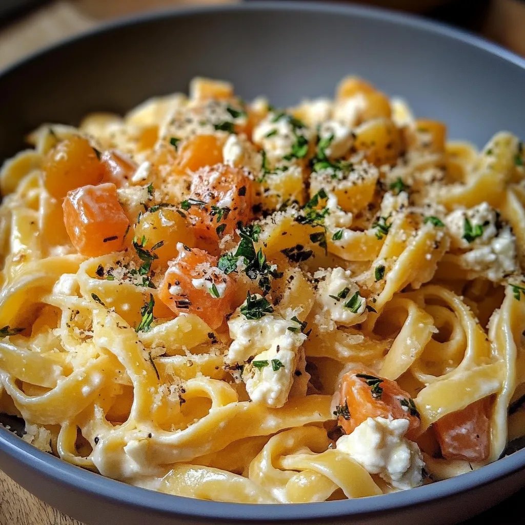 Schnelle Feta-Kürbis-Pasta