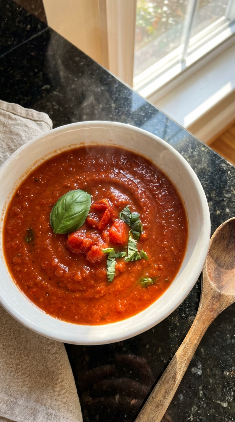 Klassische Tomaten Basilikum Suppe