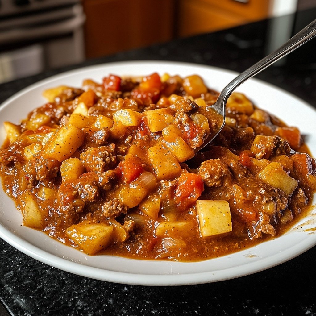 Veganes Gulasch mit Klöße und Apfel-Rotkohl