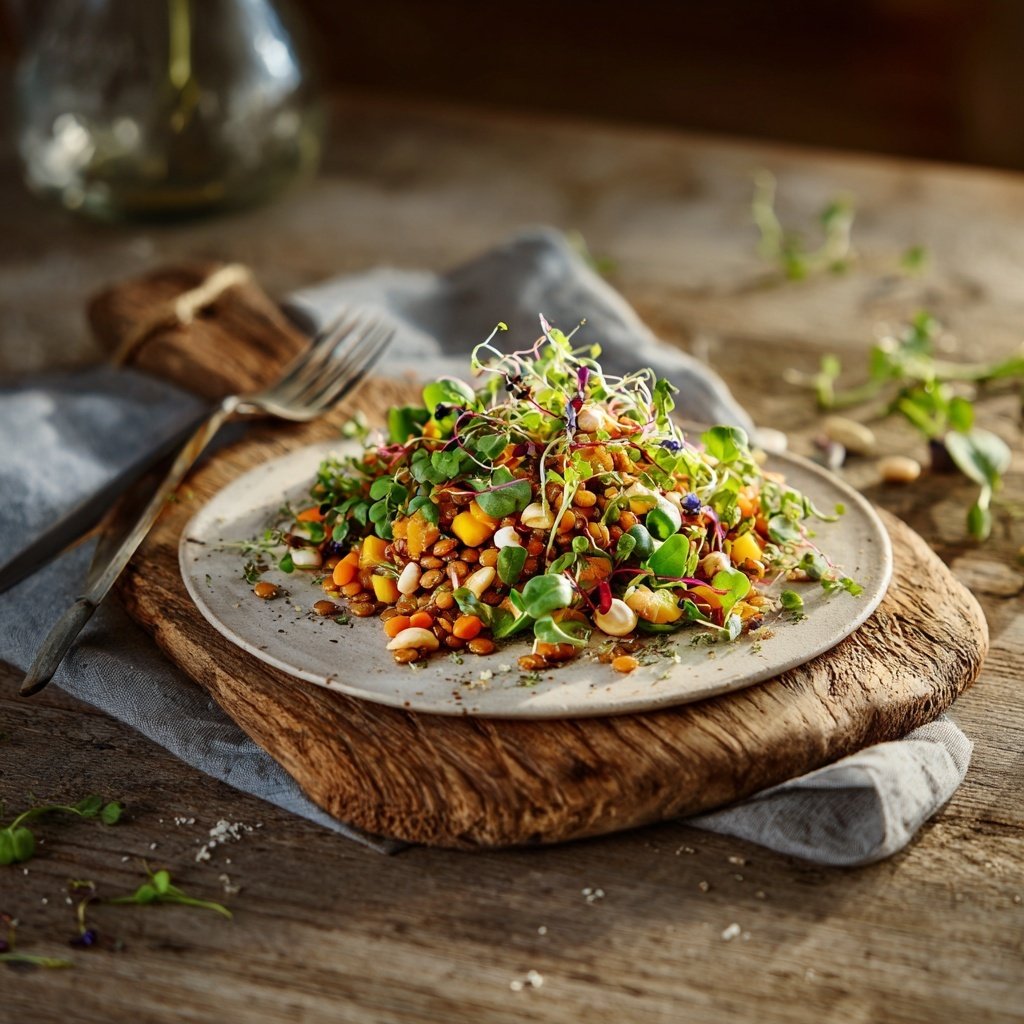 Proteinreicher Linsensalat mit Gemüse