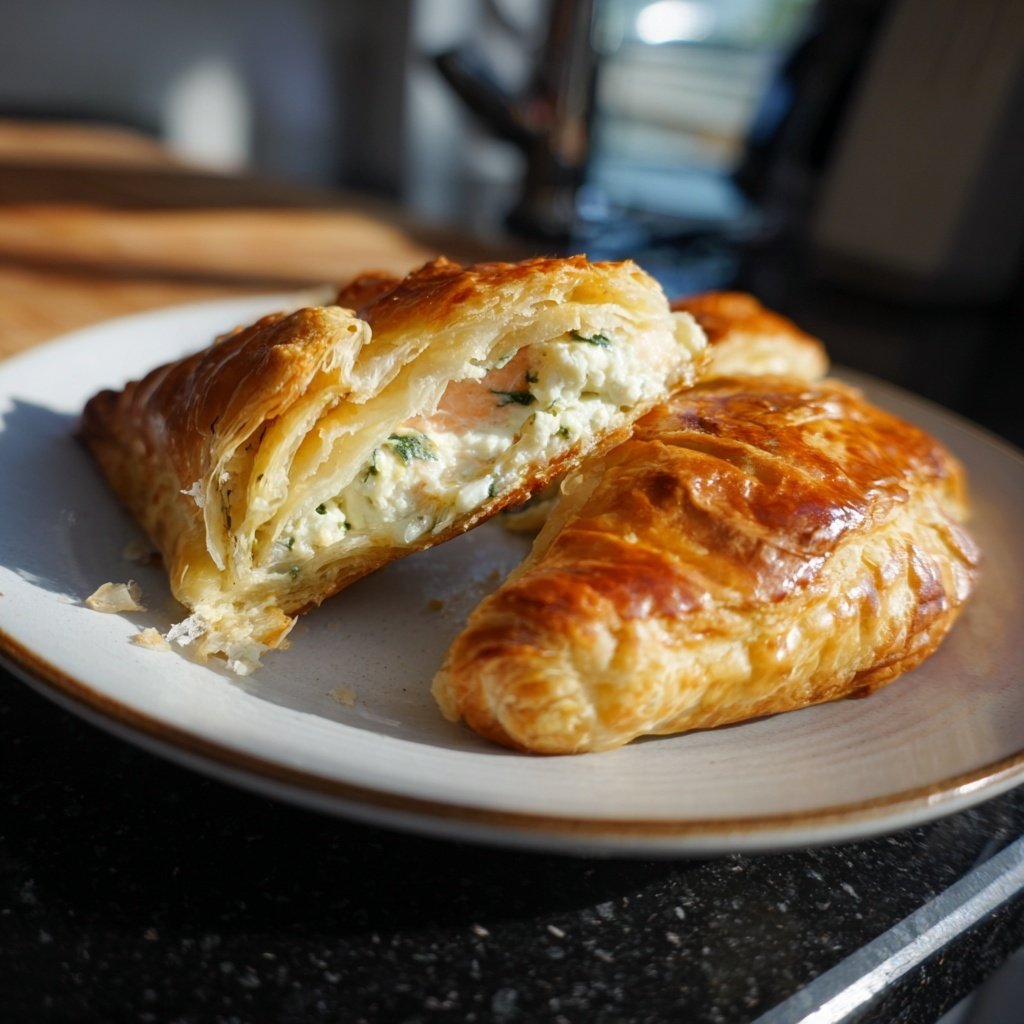 Lachsfilet im Blätterteig mit Kräuterfrischkäse​