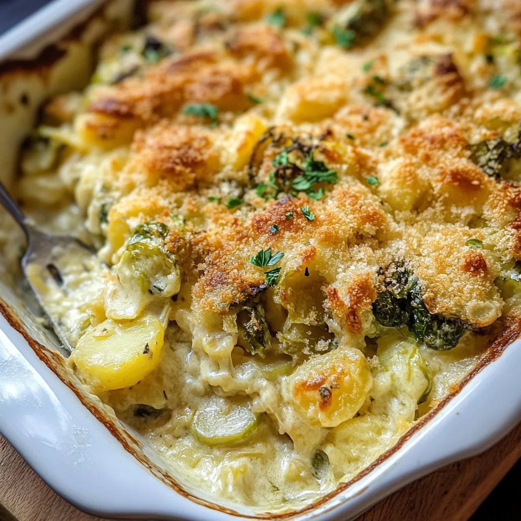 Cremiger Rosenkohl-Kartoffel-Auflauf