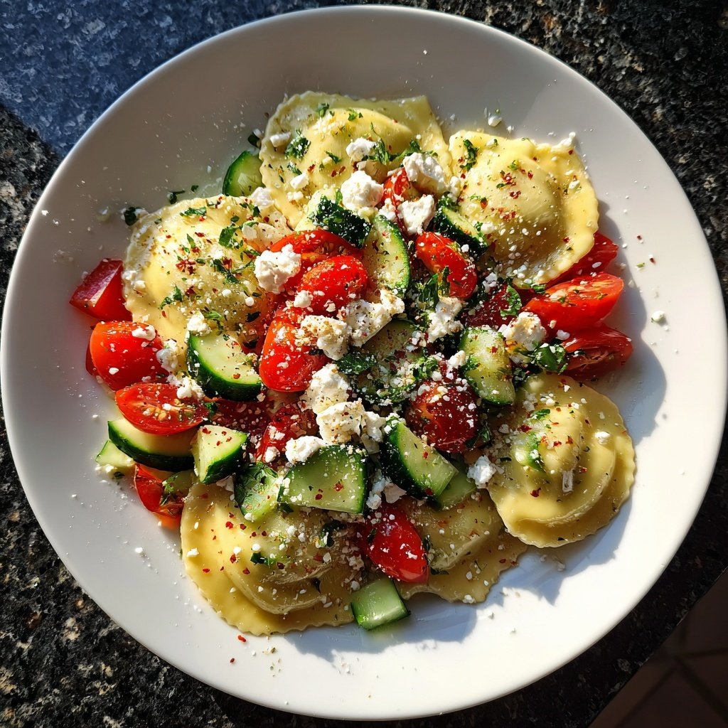 Griechischer Salat Ravioli warm