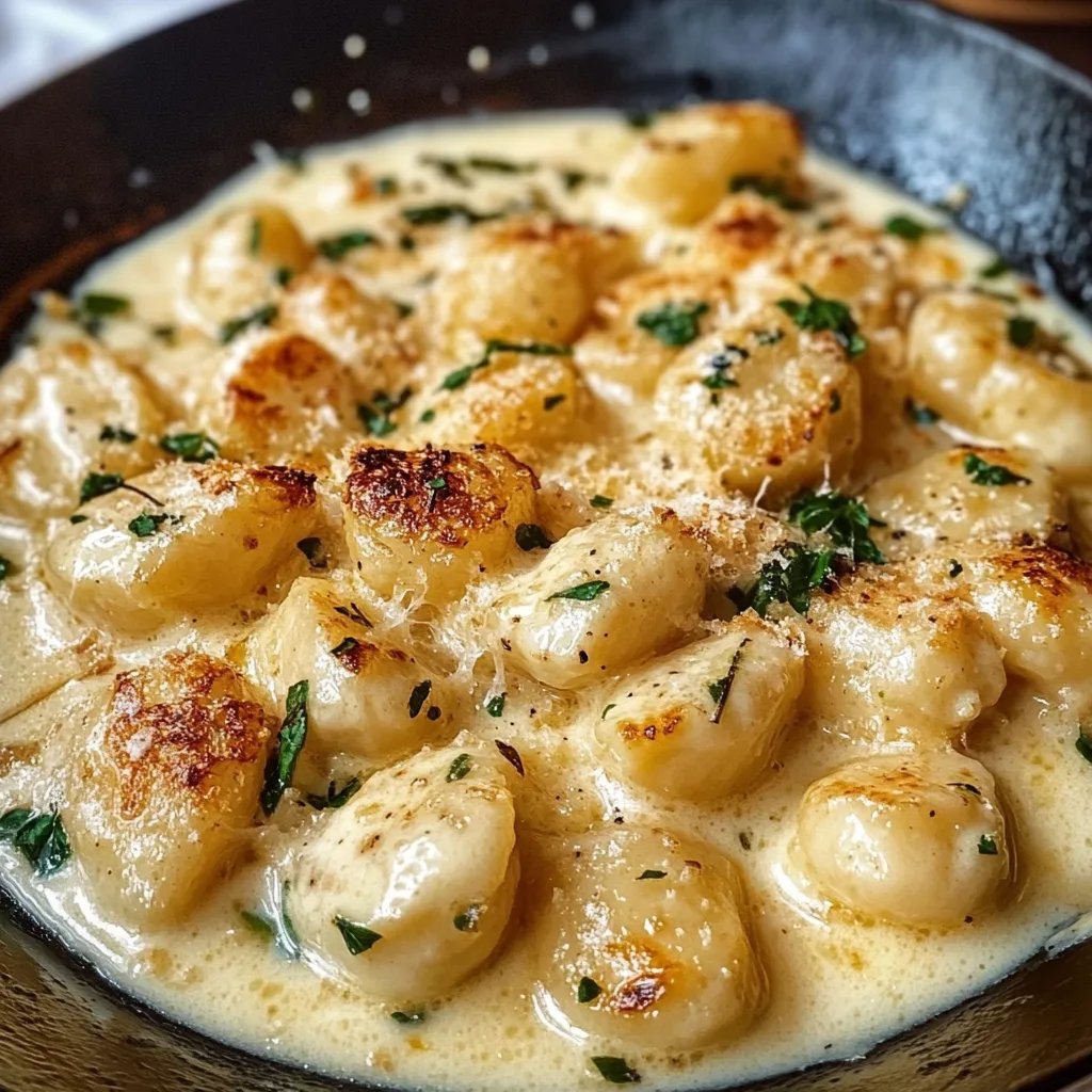 Cremige Knoblauch-Hähnchen-Gnocchi aus einer Pfanne
