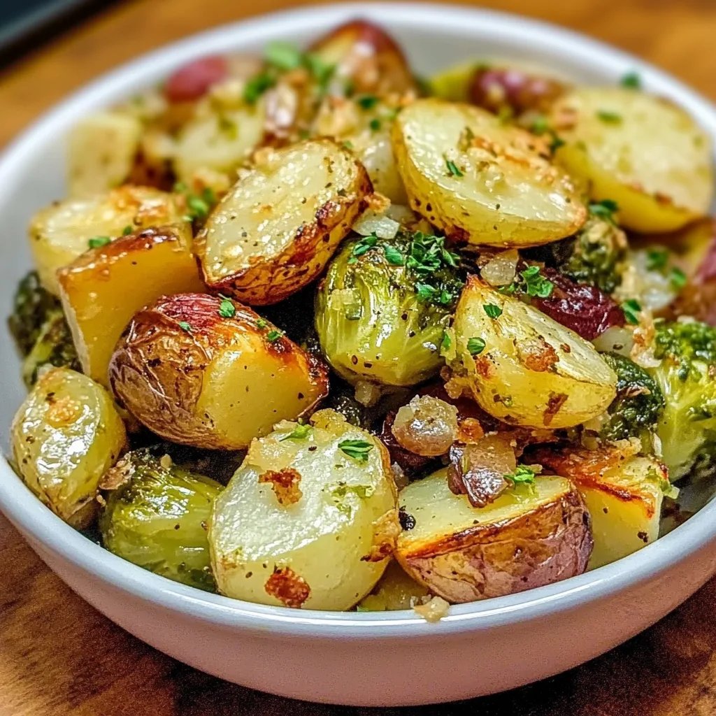 Knoblauch-Rosenkohl-Kartoffeln