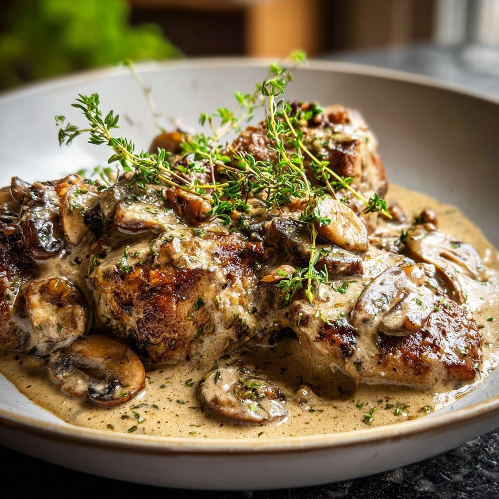 Vegetarischer Nussbraten mit Pilzrahmsoße​