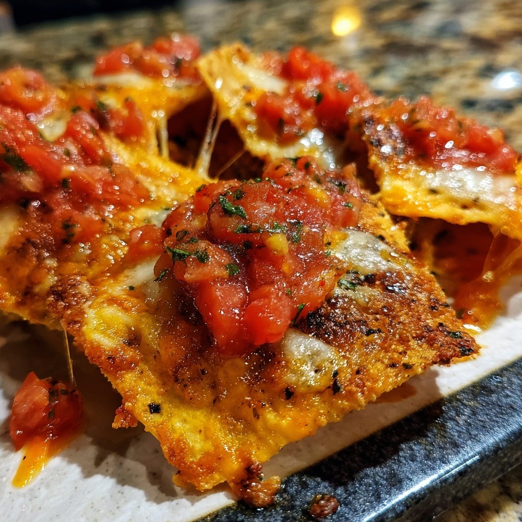 Gebackene Nachos mit Salsa und Queso