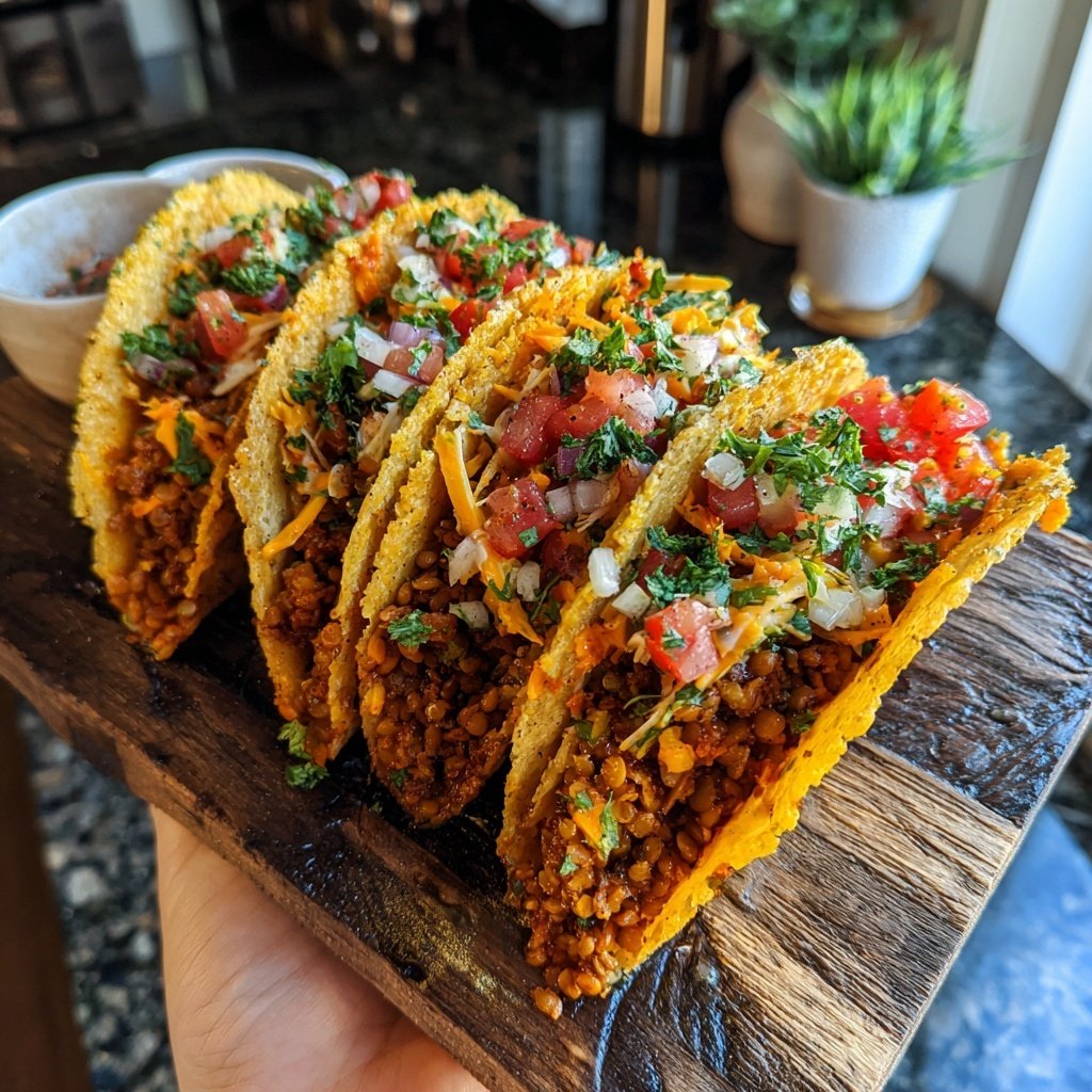 Geräucherte Paprika Linsen Tacos Krautsalat