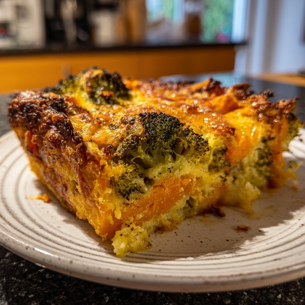 Käsige Brokkoli Süßkartoffel Bake Vegan