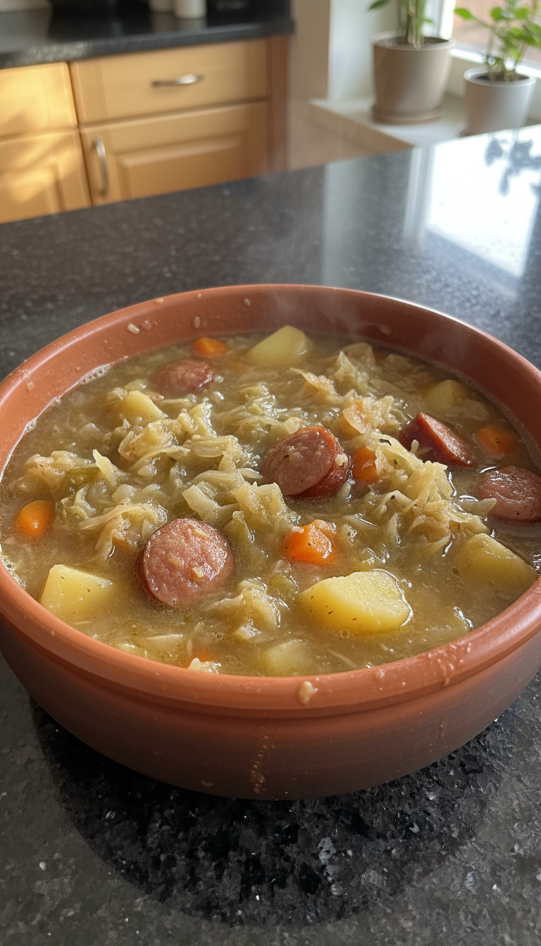 Soul Food Sauerkrauteintopf mit Würstchen