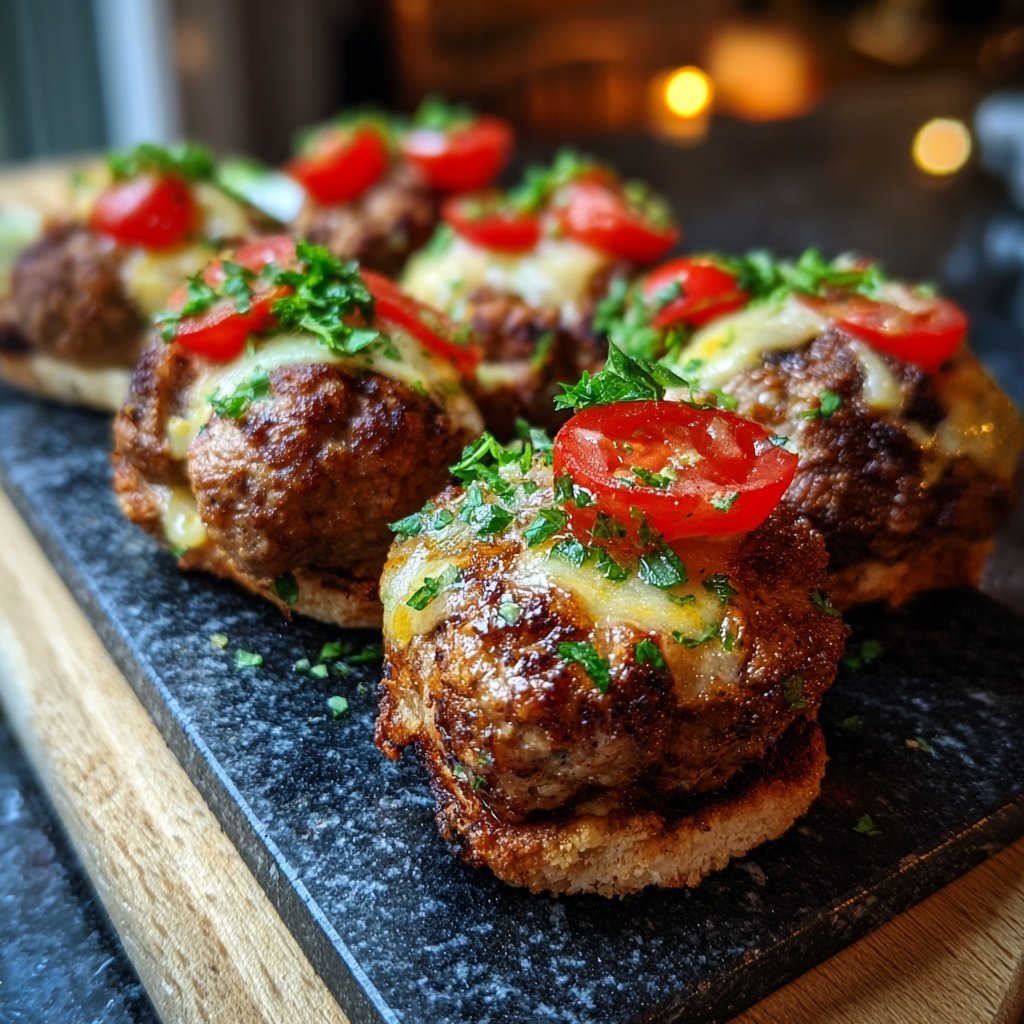 Herzhaftes Fleischbällchen Slider Ensemble