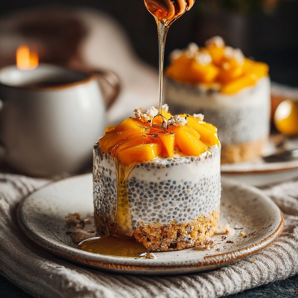 Vanille-Chia-Pudding mit Mangostückchen