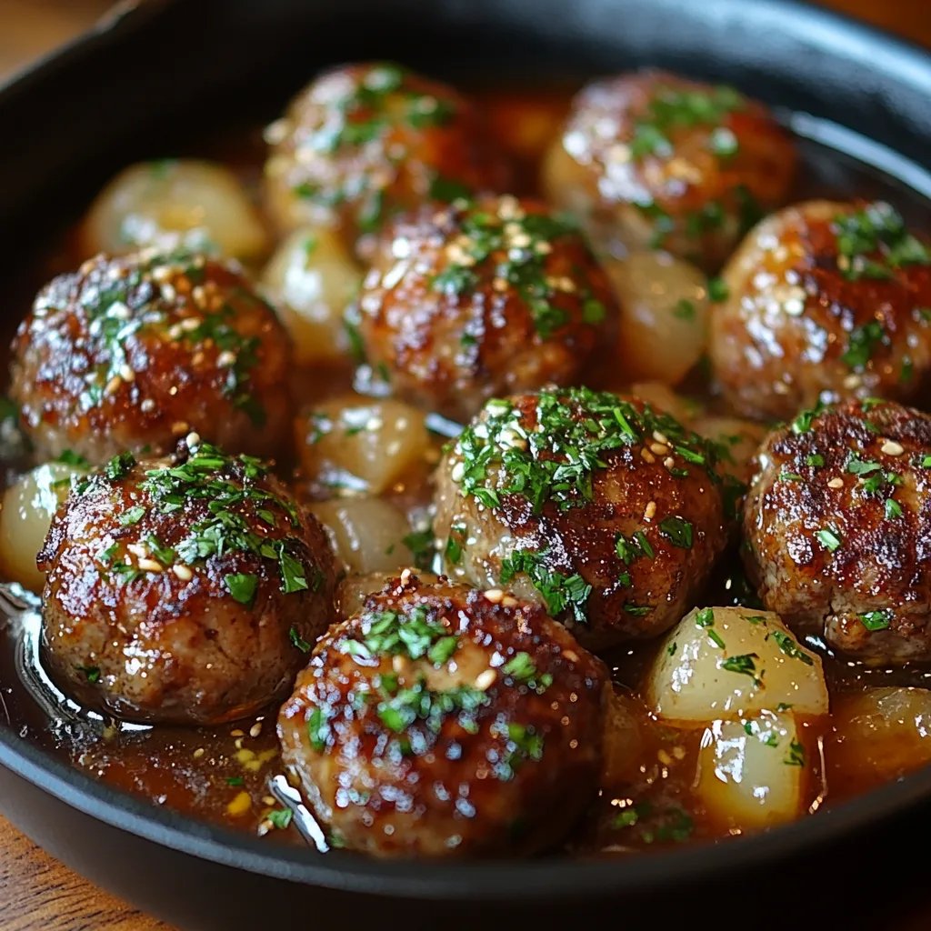 Französische Zwiebel-Fleischbällchen mit herzhafter Zwiebelsauce: Ein Unglaubliches Ultimatives Rezept