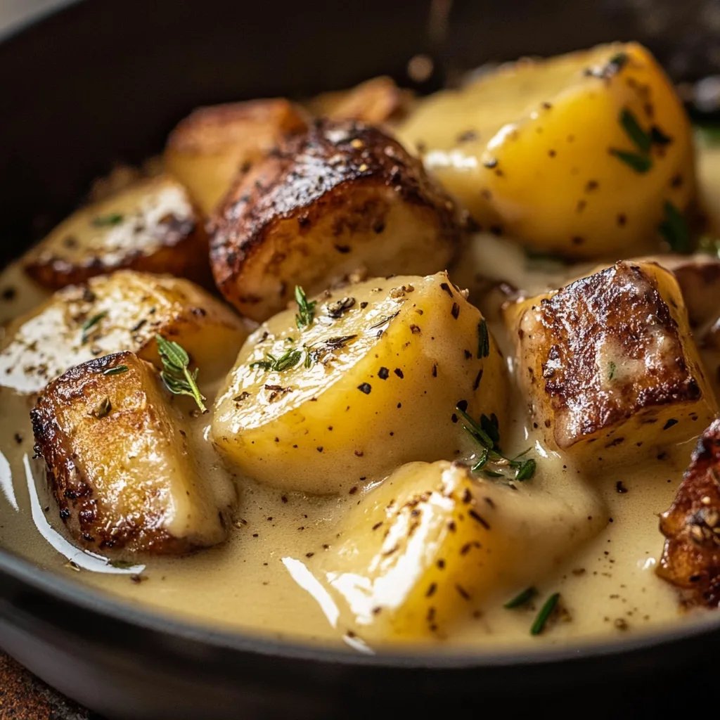 Kartoffeln in cremiger Knoblauchsoße