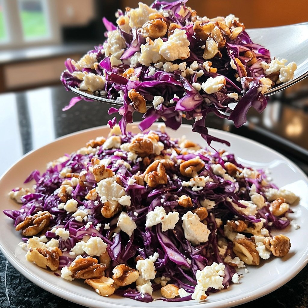 Rotkohl Salat mit Feta und Walnüssen