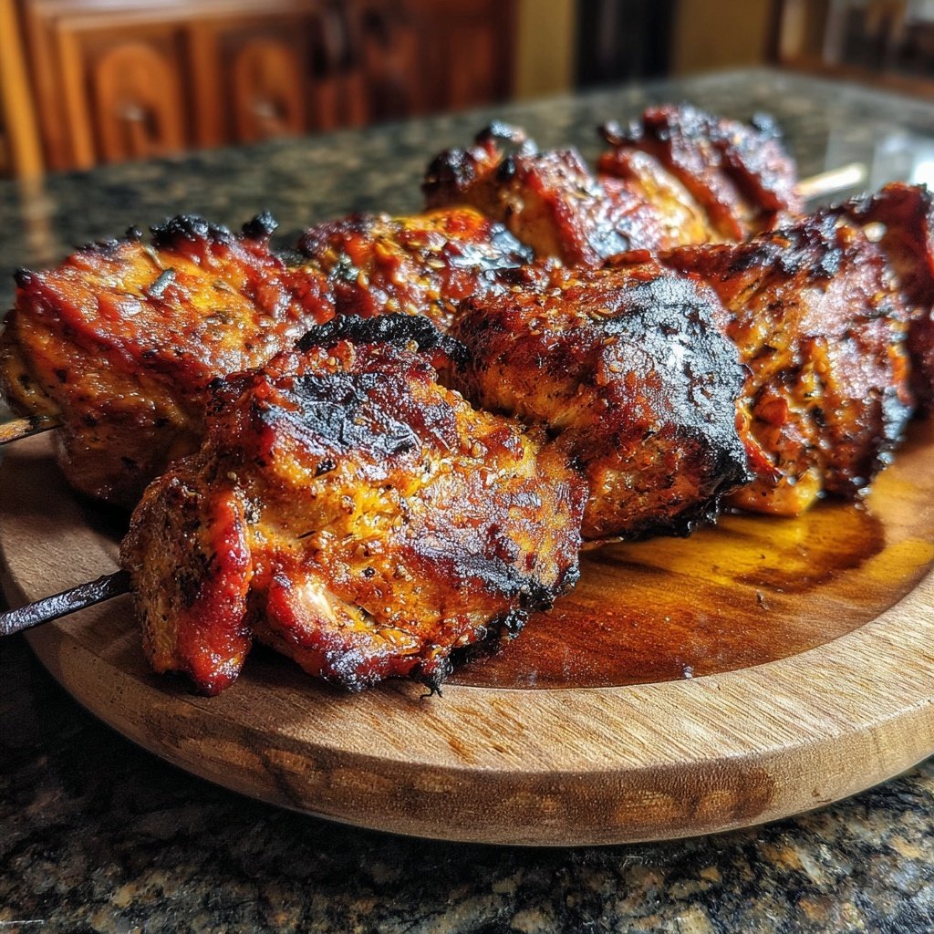 Hähnchen Kebabs mit Marinade gegrillt