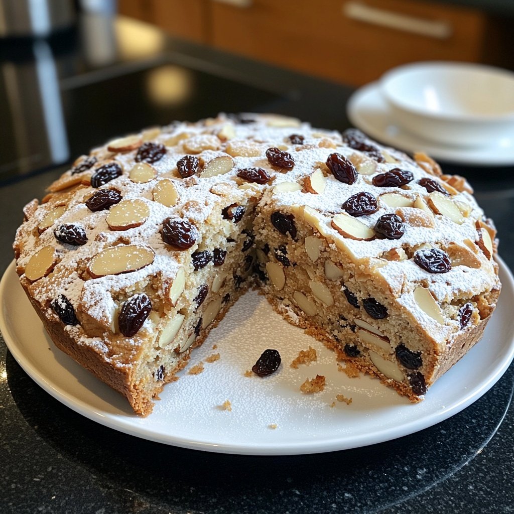 Christstollen mit Rosinen und Mandeln