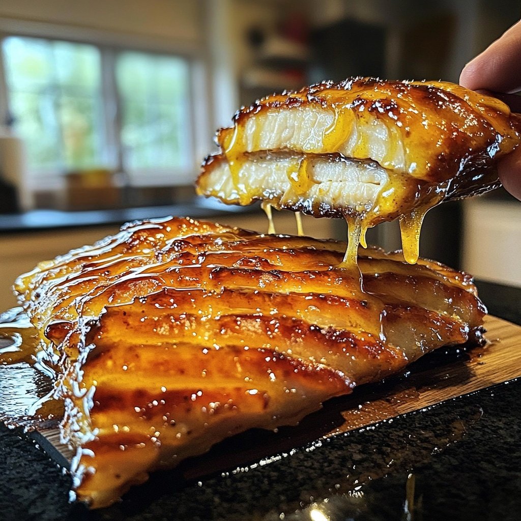 Glasiertes Honig-Senf-Lachsfilet aus dem Ofen