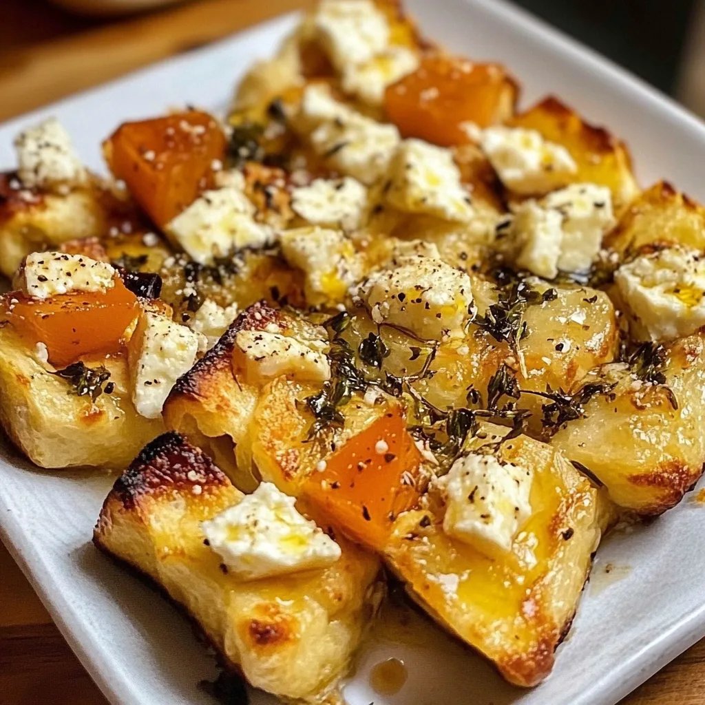 Gebackener Hokkaido mit Honig und Feta