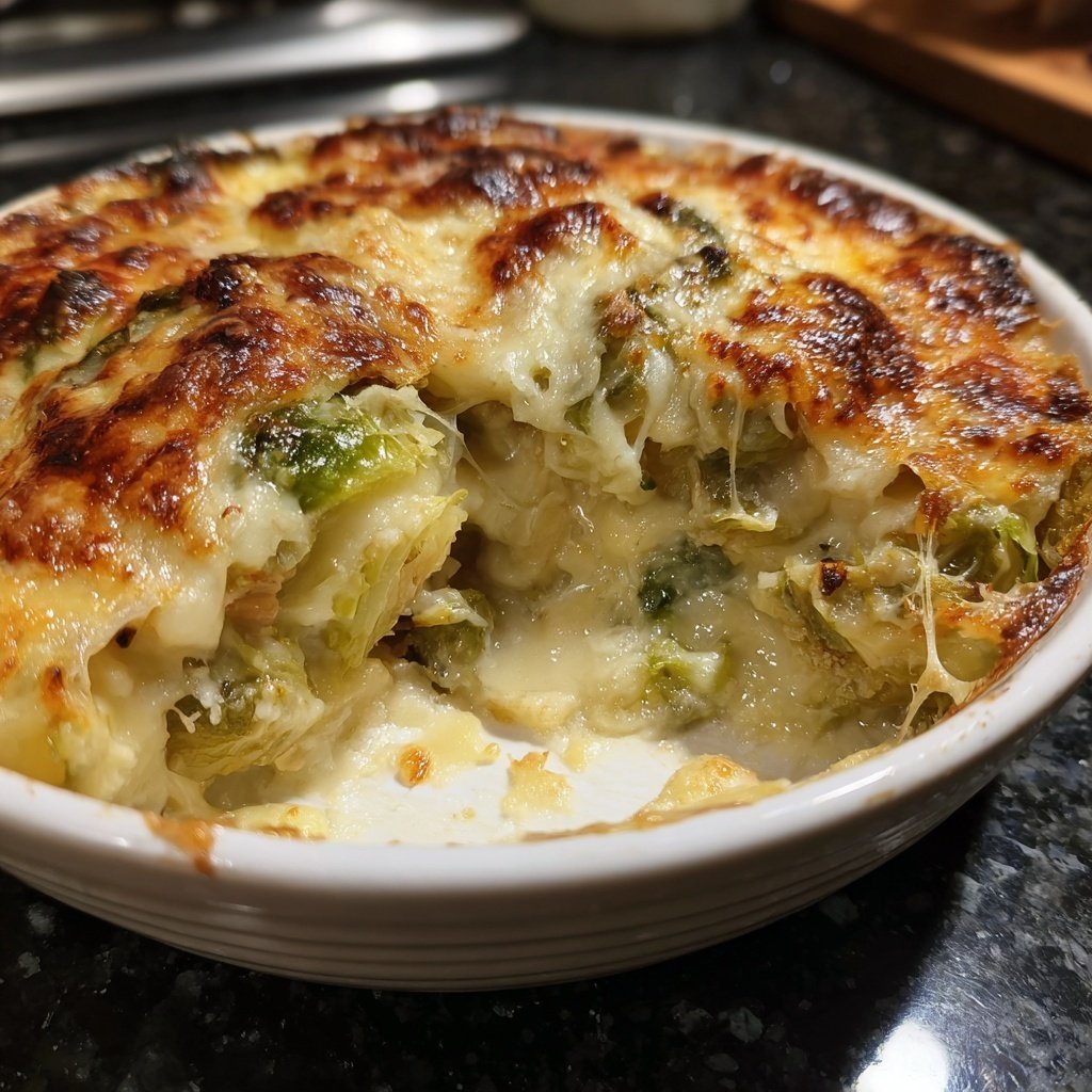 Rosenkohl-Gratin mit Kartoffeln und Käsekruste​