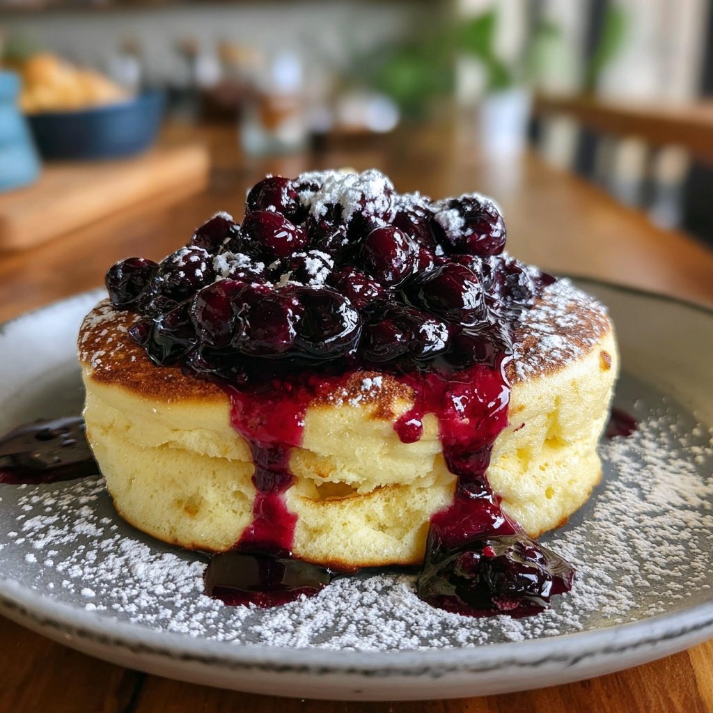 Protein Pfannkuchen mit Heidelbeere Kompott