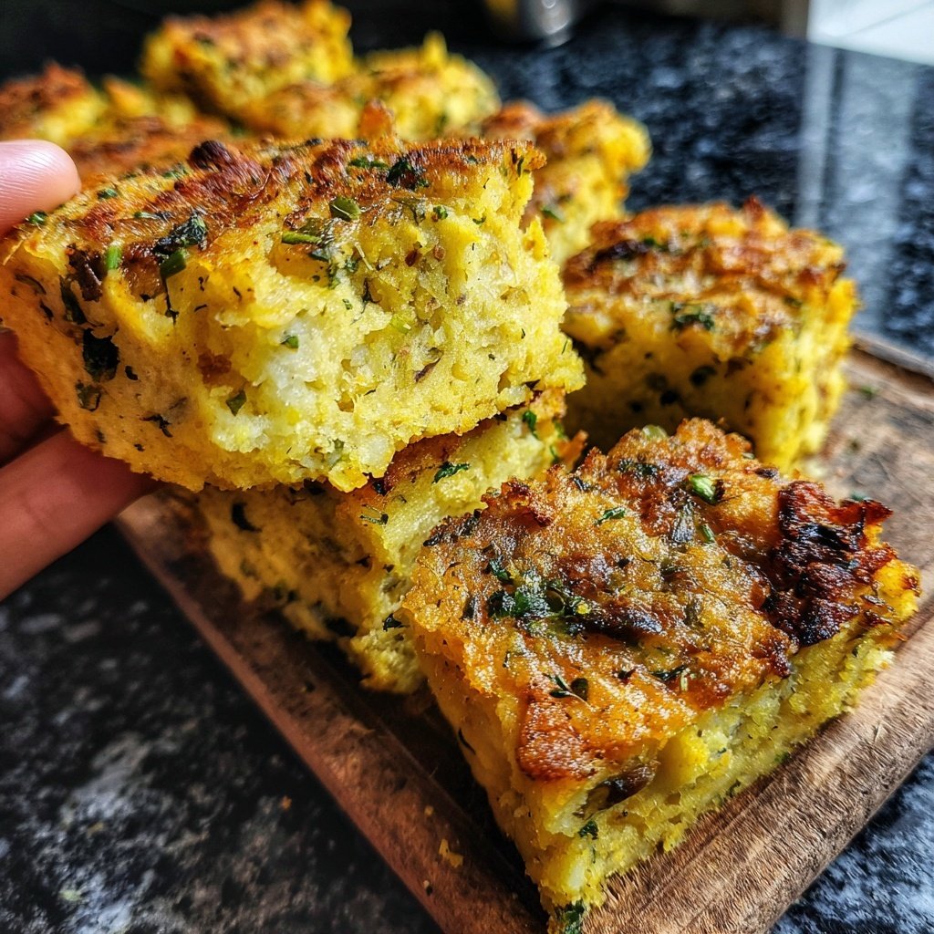 Gebratene Polenta-Würfel mit Pilzragout
