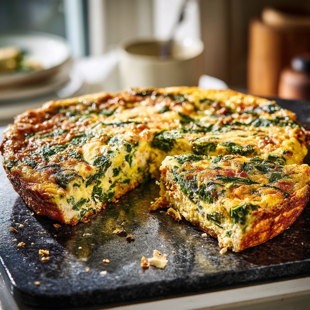 Einfache Spinat- und Puten-Frittata
